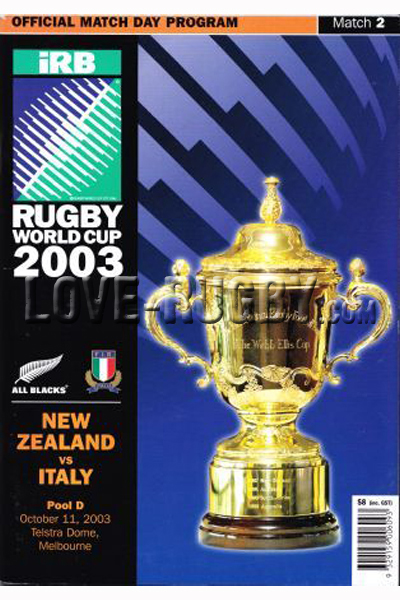 2003 New Zealand v Italy  Rugby Programme